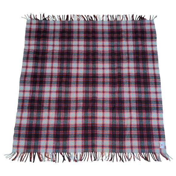 Troy Robe Blanket Red Black Plaid Size 50x48 Tassels Vintage Knit